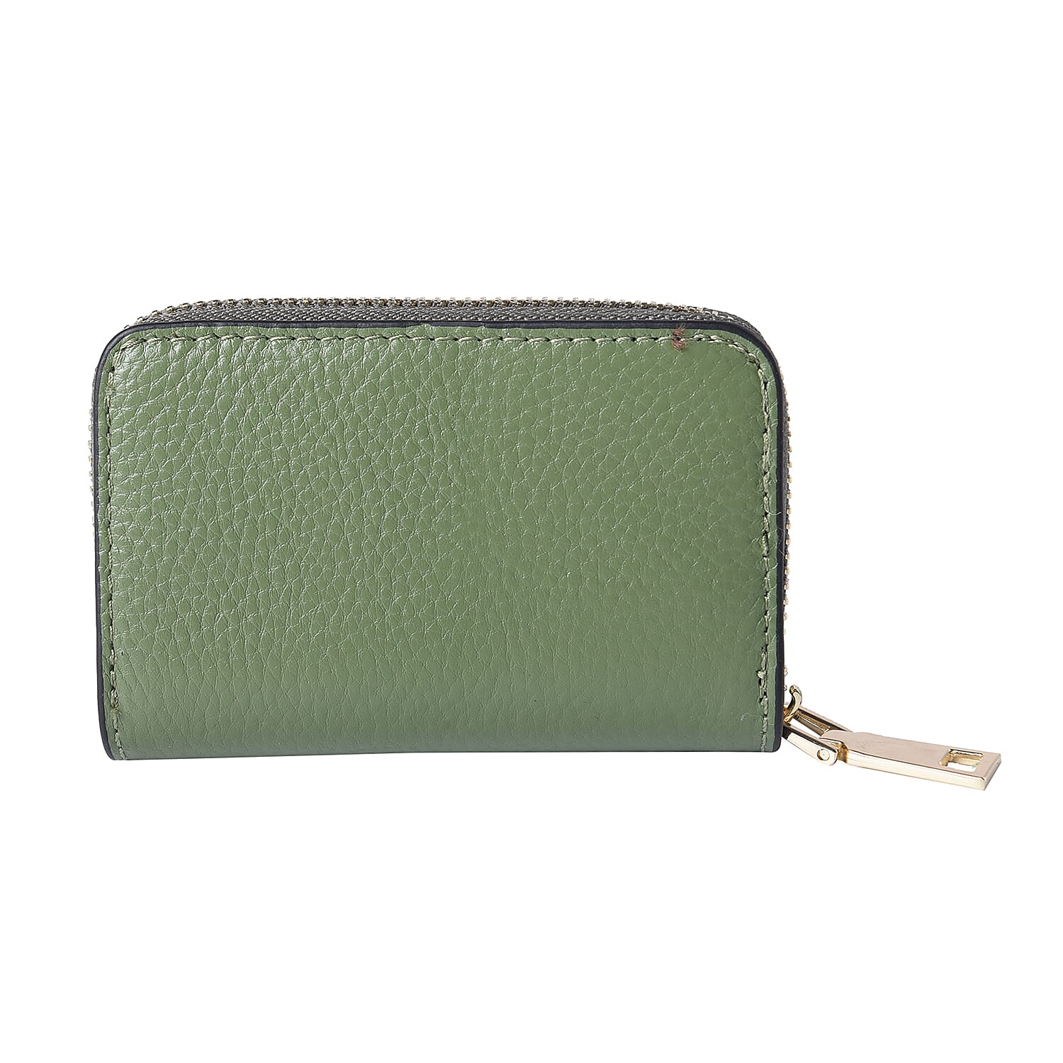 Sencillez - Genuine Leather Card Holder RFID  Wallet with Zipper Closure (Size 11x2x7cm) - Green