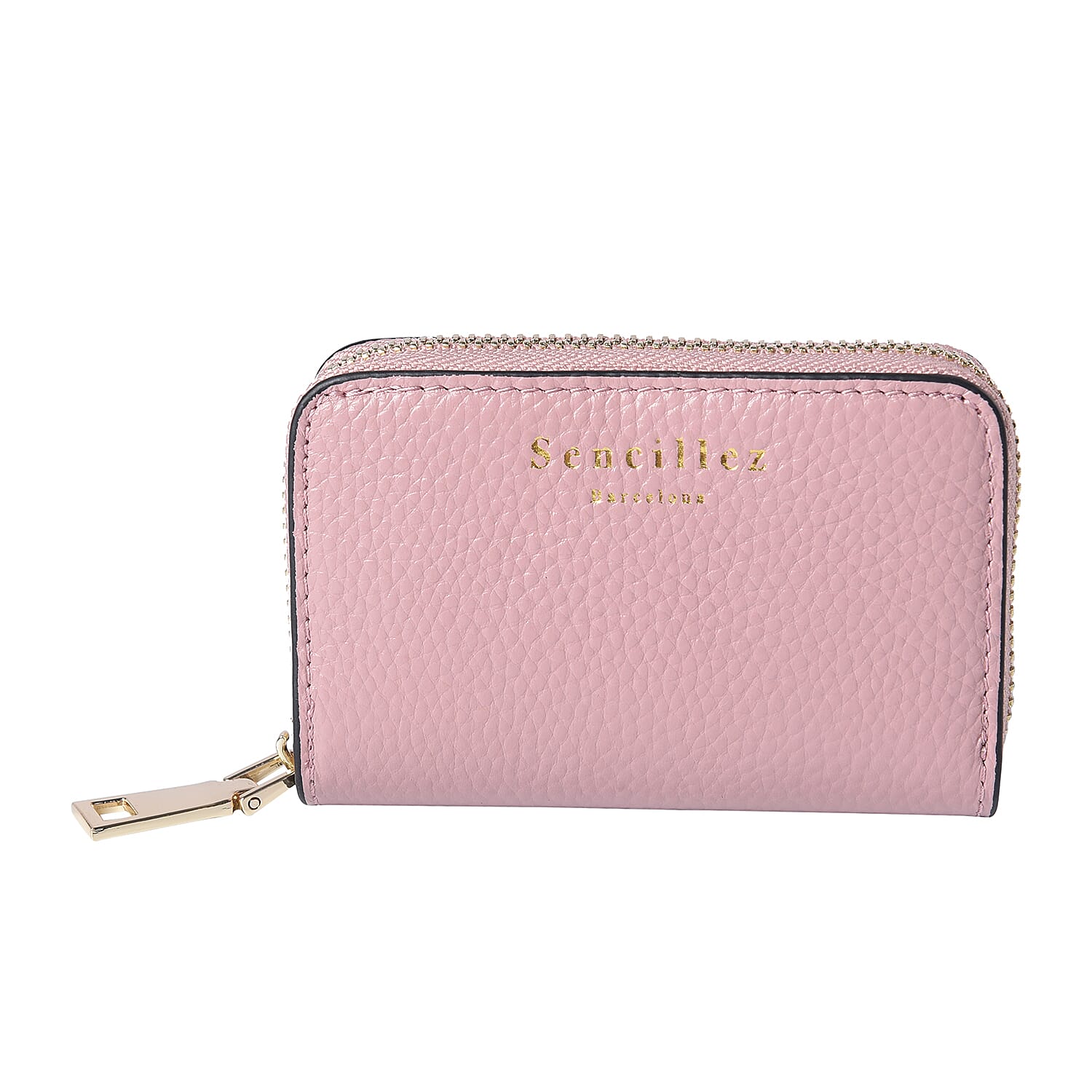 Sencillez - Genuine Leather Card Holder RFID Wallet with Zipper Closure (Size 11x2x7cm) - Light Purple