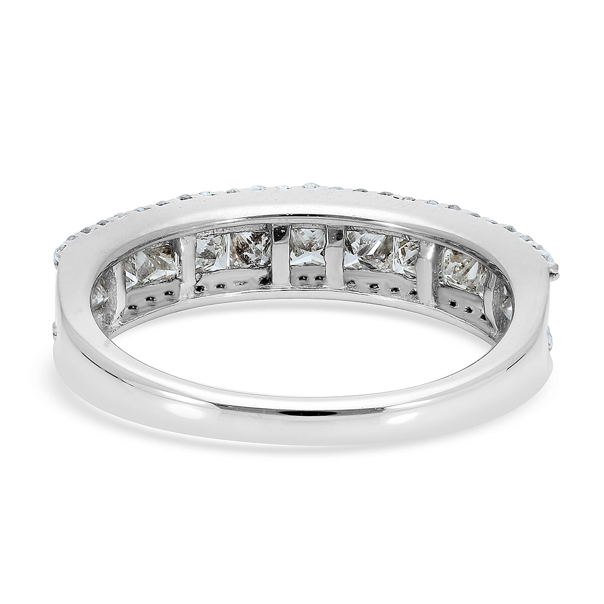 9K White Gold SGL Certified Diamond (I3-G-H) Half Eternity Ring 1.00 Ct.