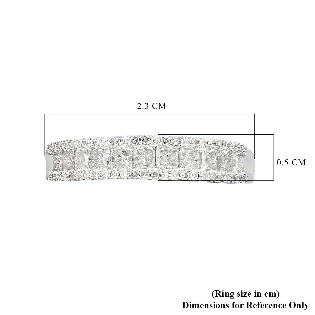 9K White Gold SGL Certified Diamond (I3-G-H) Half Eternity Ring 1.00 Ct.