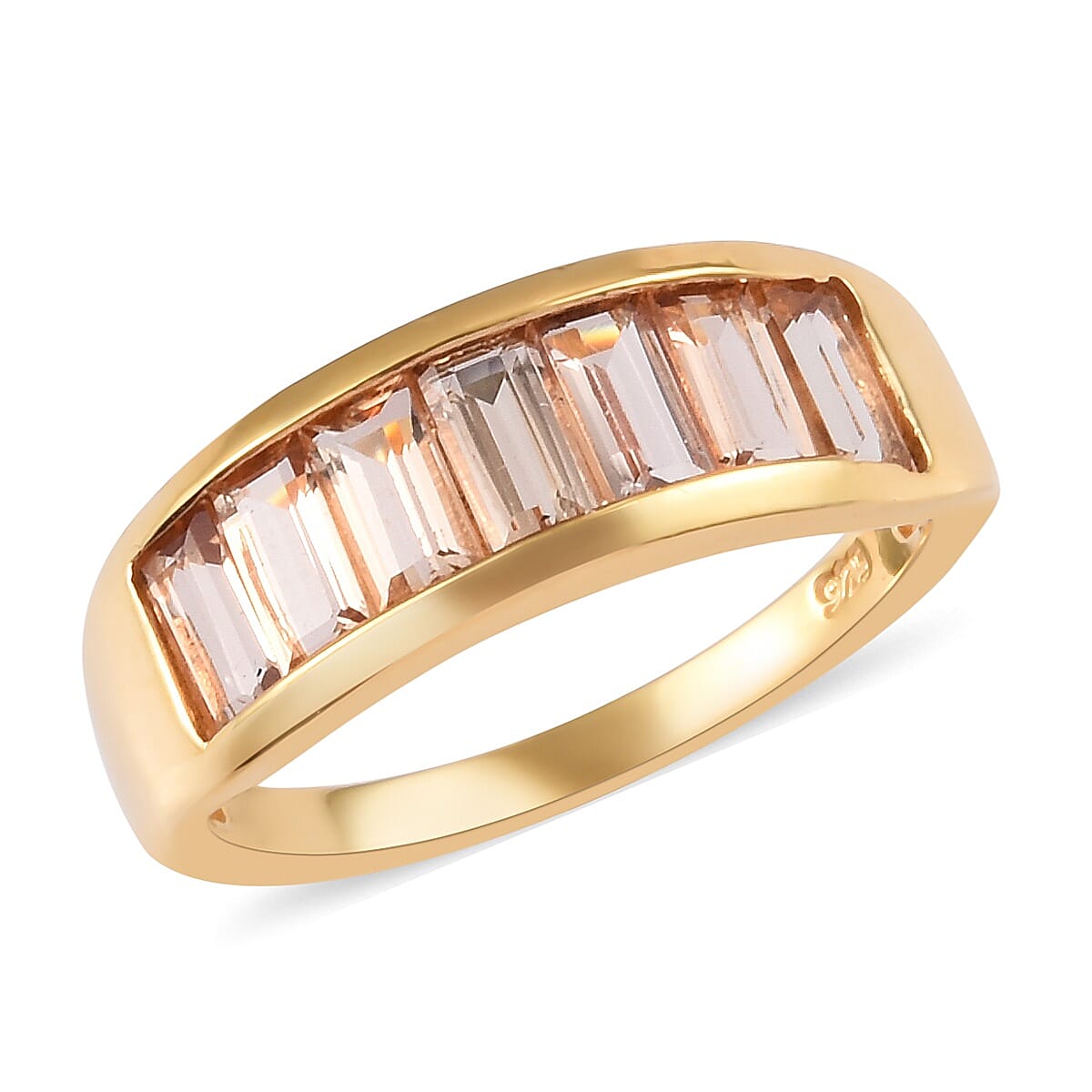 Golden Precious Topaz Half Eternity Band Ring in 14K Gold Overlay Sterling Silver 1.75 Ct.