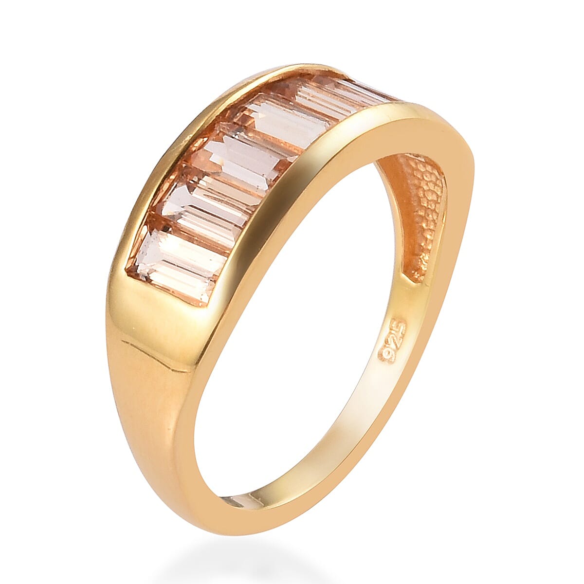 Golden Precious Topaz Half Eternity Band Ring in 14K Gold Overlay Sterling Silver 1.75 Ct.