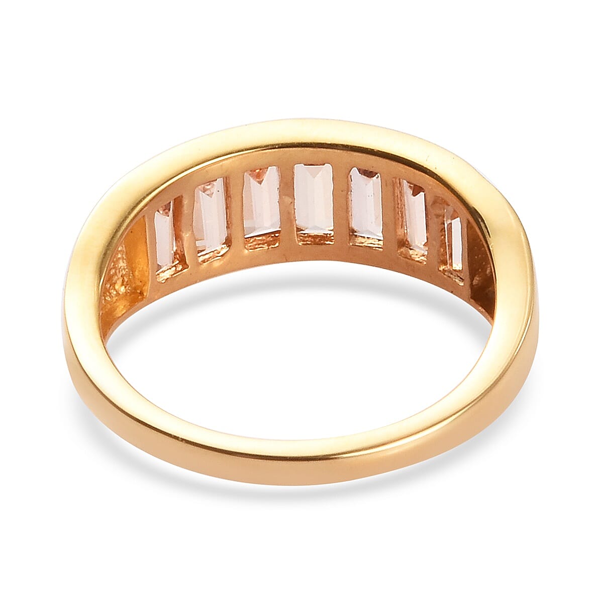 Golden Precious Topaz Half Eternity Band Ring in 14K Gold Overlay Sterling Silver 1.75 Ct.