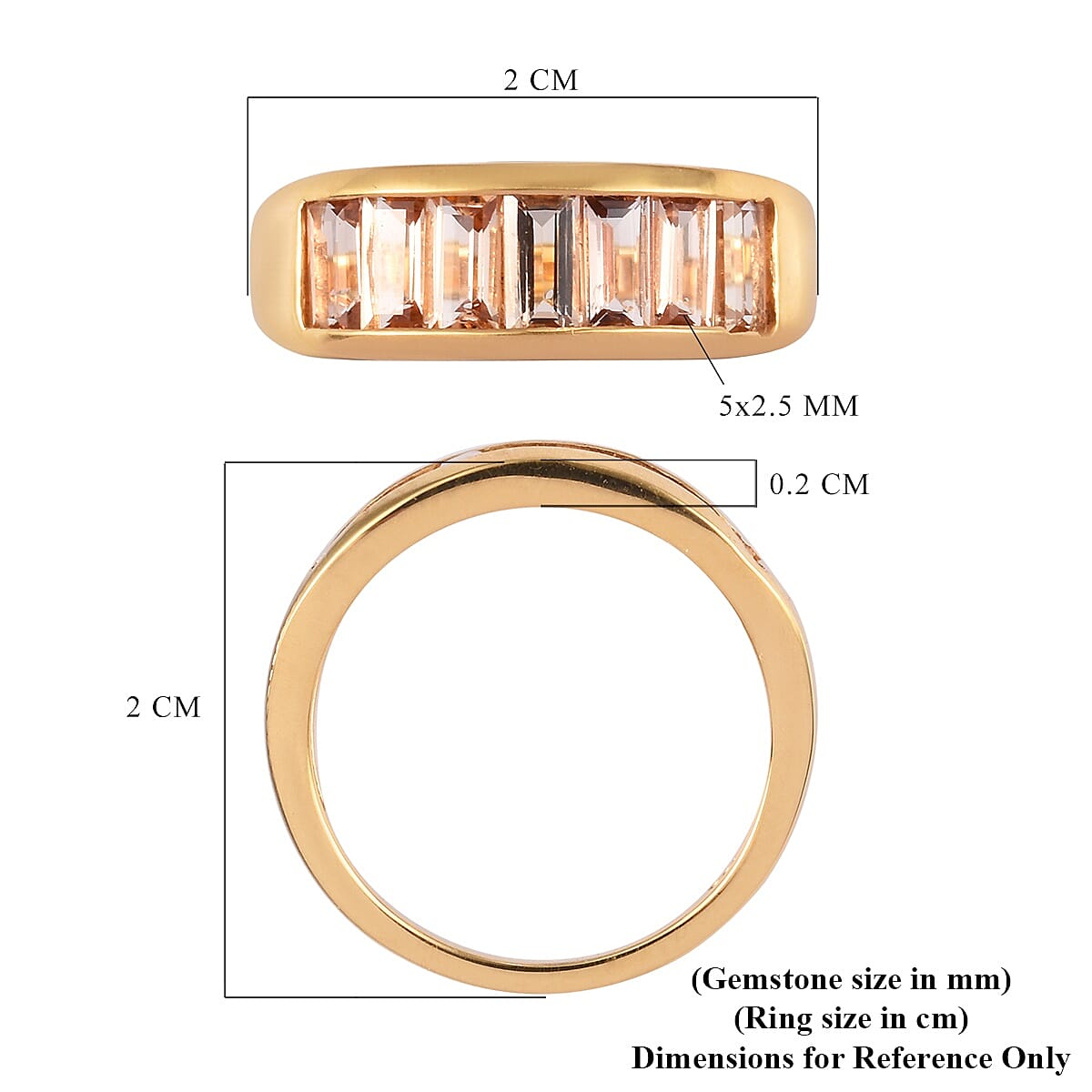 Golden Precious Topaz Half Eternity Band Ring in 14K Gold Overlay Sterling Silver 1.75 Ct.