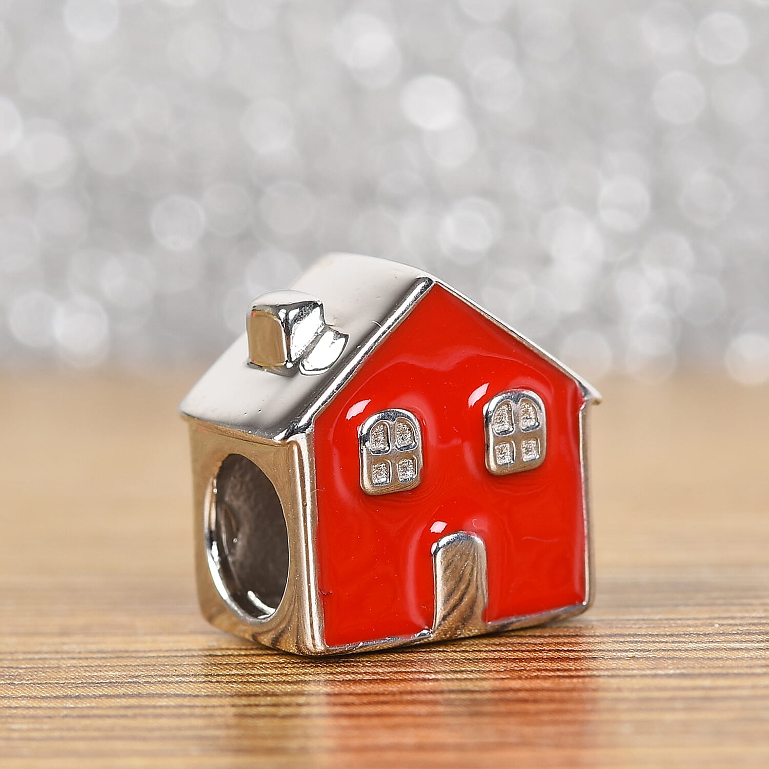 Charmes De Memoire - Platinum Overlay Sterling Silver Enamelled House Charm