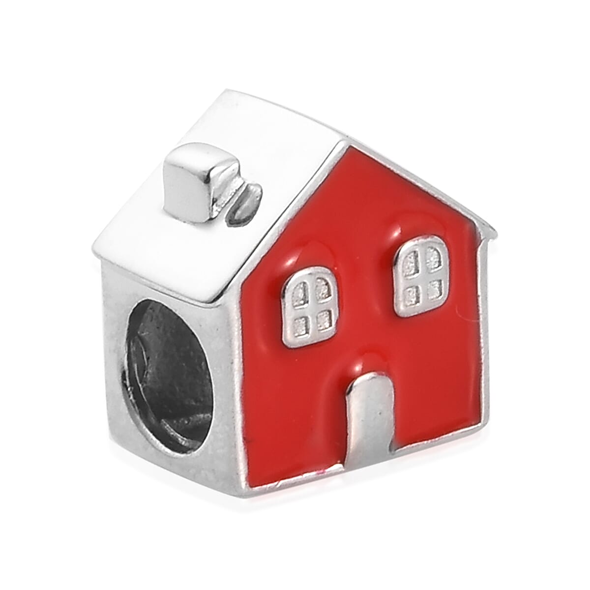 Charmes De Memoire - Platinum Overlay Sterling Silver Enamelled House Charm