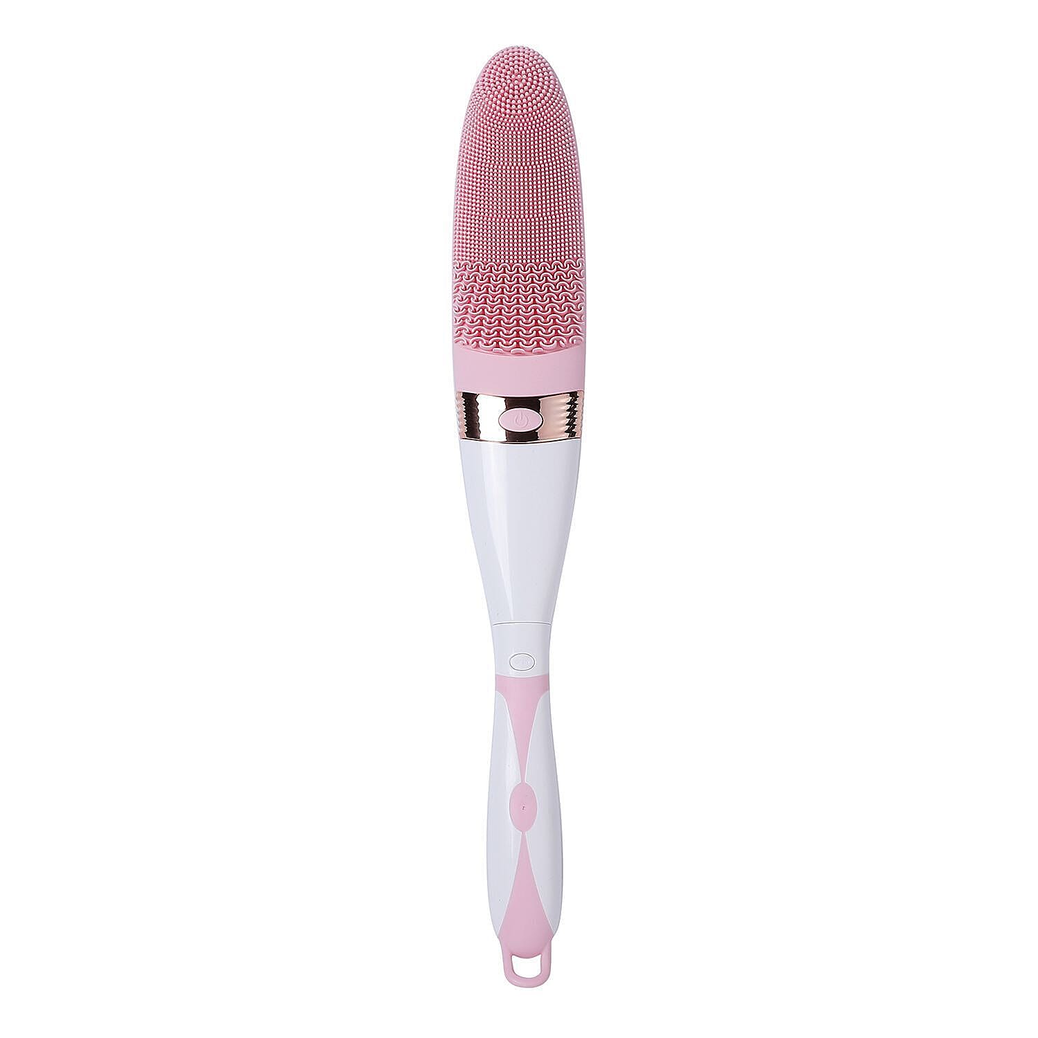 Electric Vibration Long Handle Silicone Bath Brush - Pink