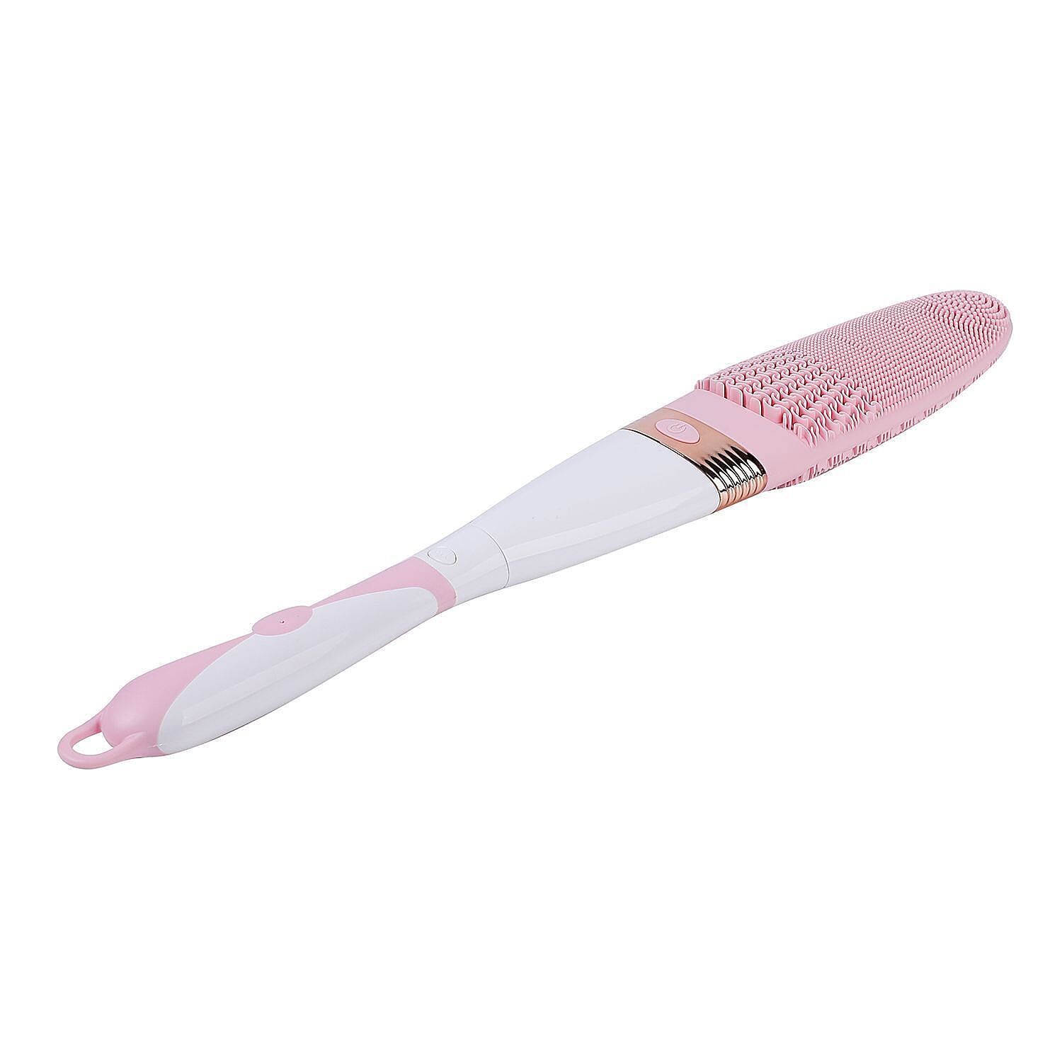 Electric Vibration Long Handle Silicone Bath Brush - Pink