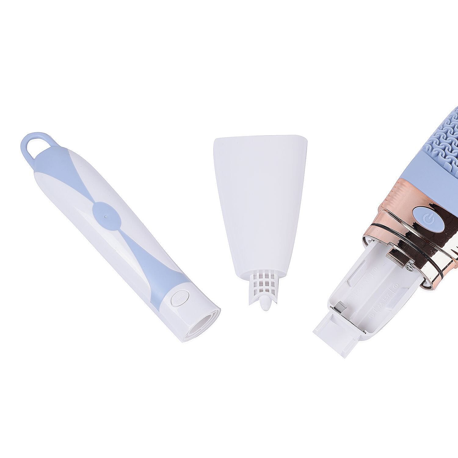 Electric Vibration Long Handle Silicone Bath Brush (Requires 2AA Batteries - Not Included) - Blue