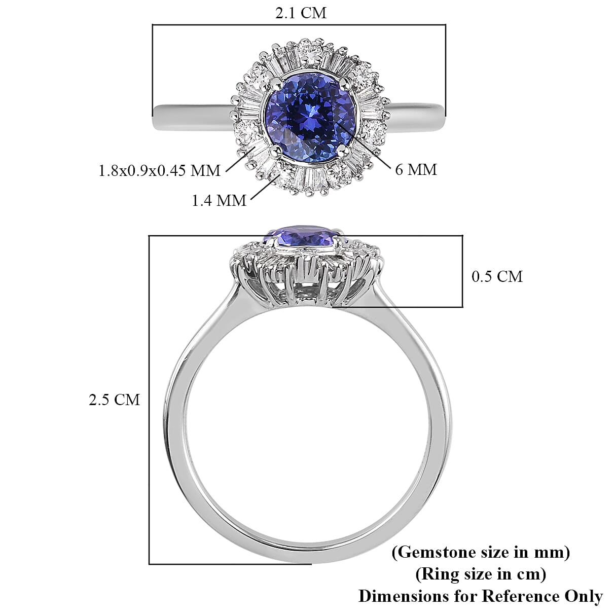 RHAPSODY 950 Platinum AAAA Tanzanite and Diamond Halo Ring 1.15 Ct.