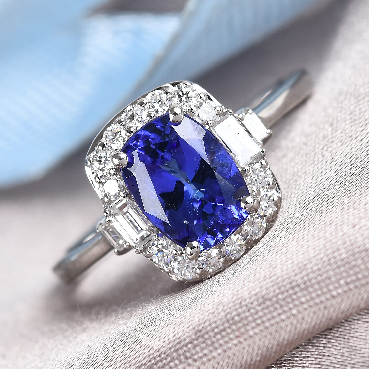 RHAPSODY 950 Platinum AAAA Tanzanite and Diamond Ring 1.75 Ct.