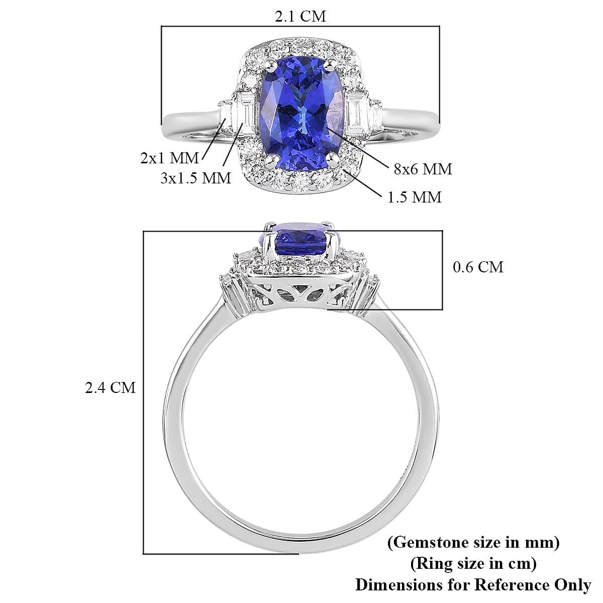 RHAPSODY 950 Platinum AAAA Tanzanite and Diamond Ring 1.75 Ct.