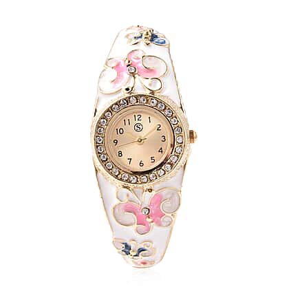 STRADA Japanese Movement White Austrian Crystal Studded Water