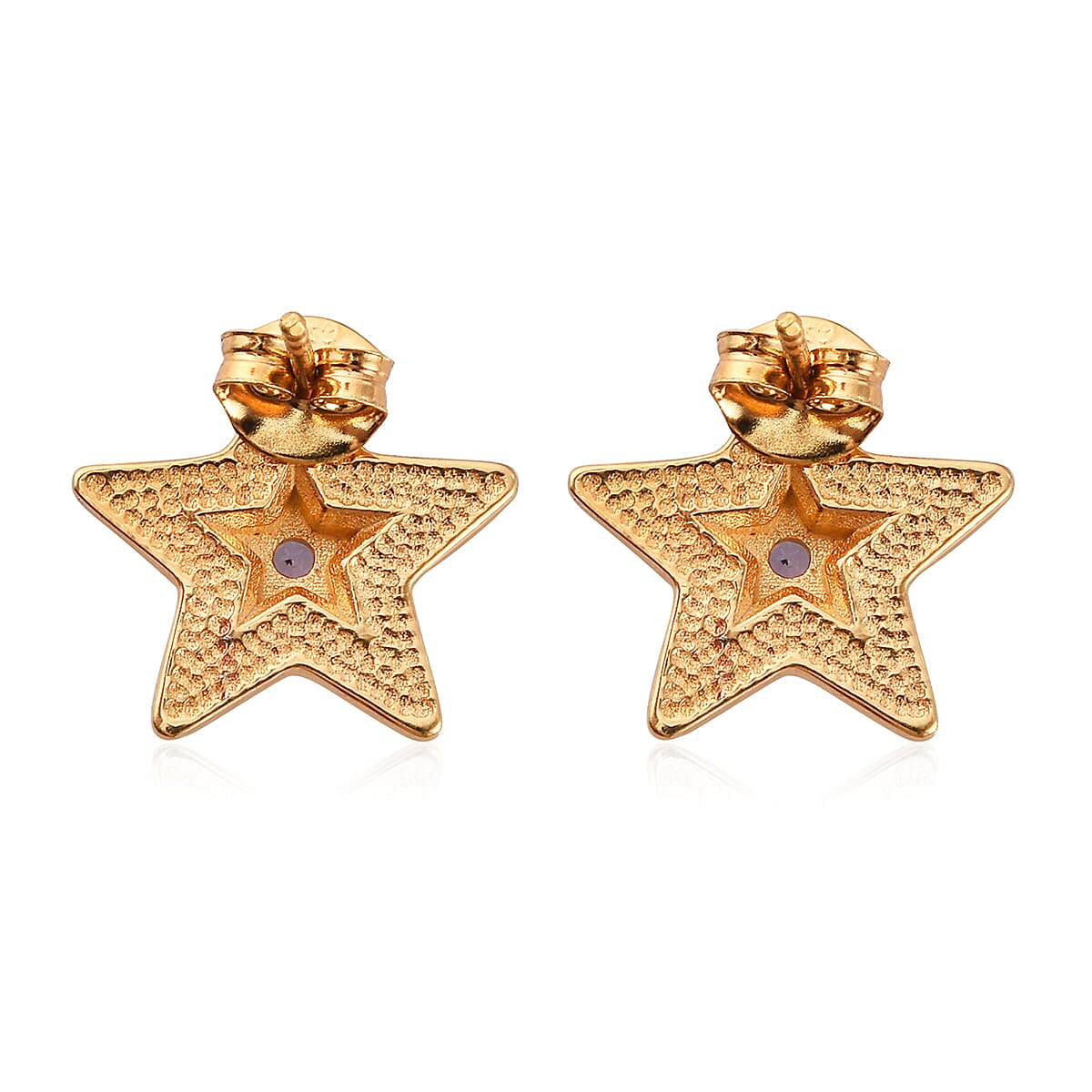 Tanzanite Enamelled Star Earrings (with Push Back) in 14K Gold Overlay Sterling Silver 0.25 Ct.