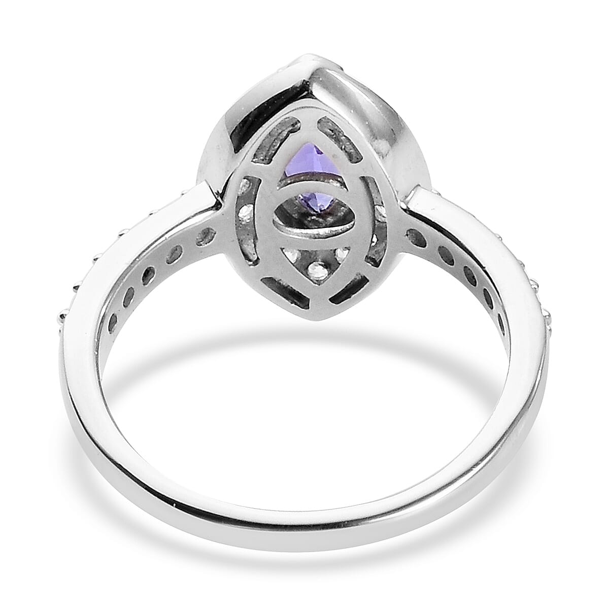 Tanzanite and Natural Cambodian Zircon Ring in Platinum Overlay Sterling Silver 1.04 Ct.