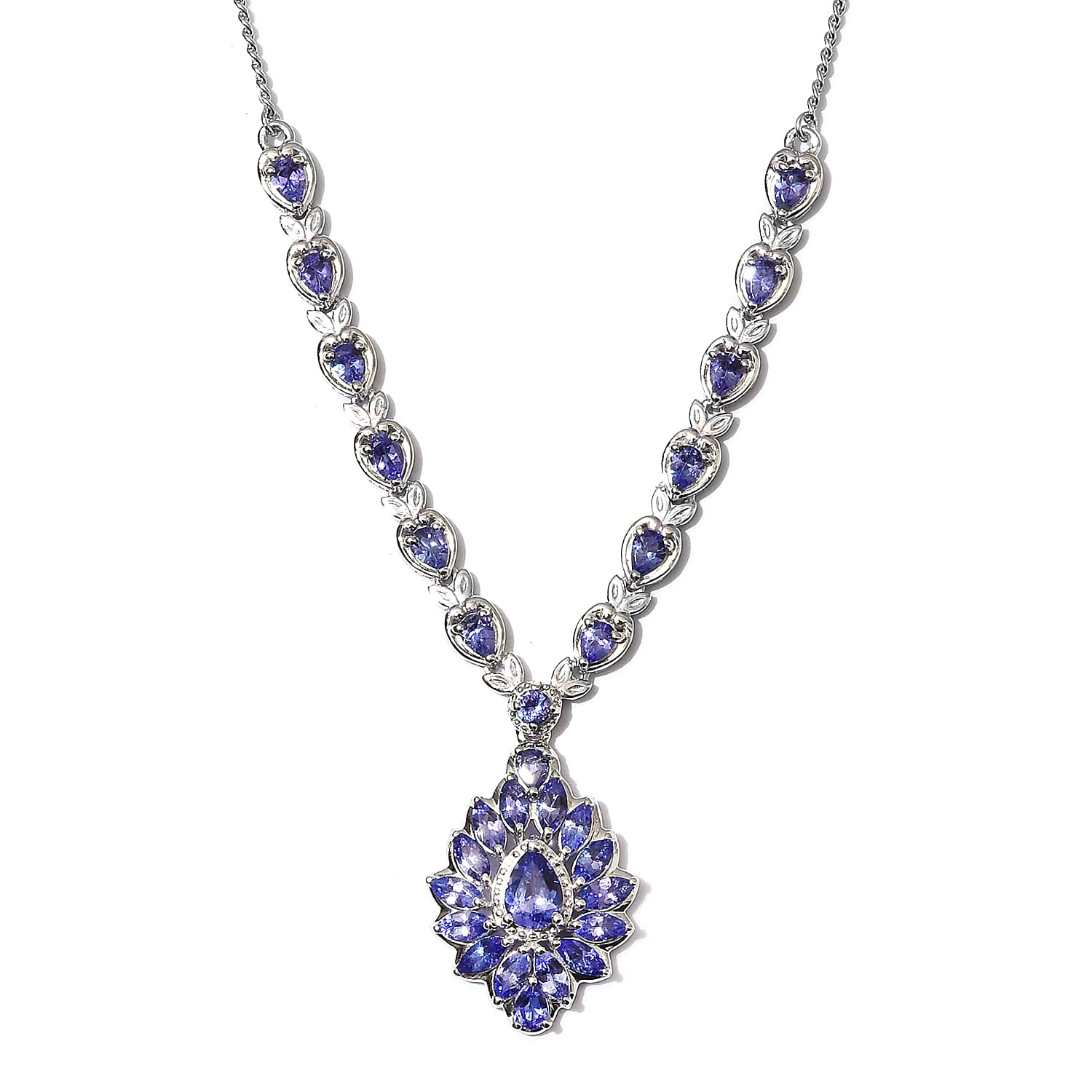 Limited Edition - AAA Tanzanite Necklace (Size 18) in Platinum Overlay Sterling Silver 5.04 Ct, Silver wt 12.79 Gms