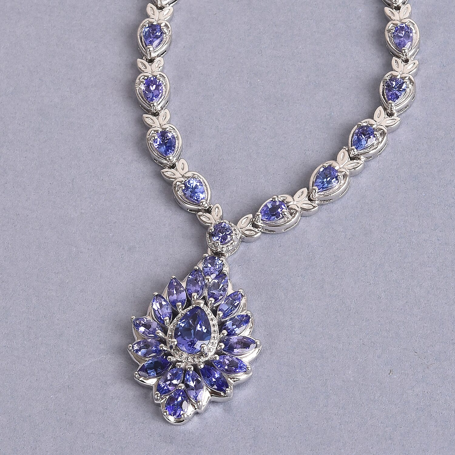 Limited Edition - AAA Tanzanite Necklace (Size 18) in Platinum Overlay Sterling Silver 5.04 Ct, Silver wt 12.79 Gms