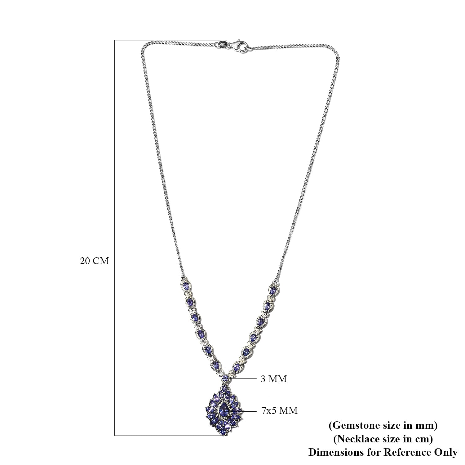 Limited Edition - AAA Tanzanite Necklace (Size 18) in Platinum Overlay Sterling Silver 5.04 Ct, Silver wt 12.79 Gms