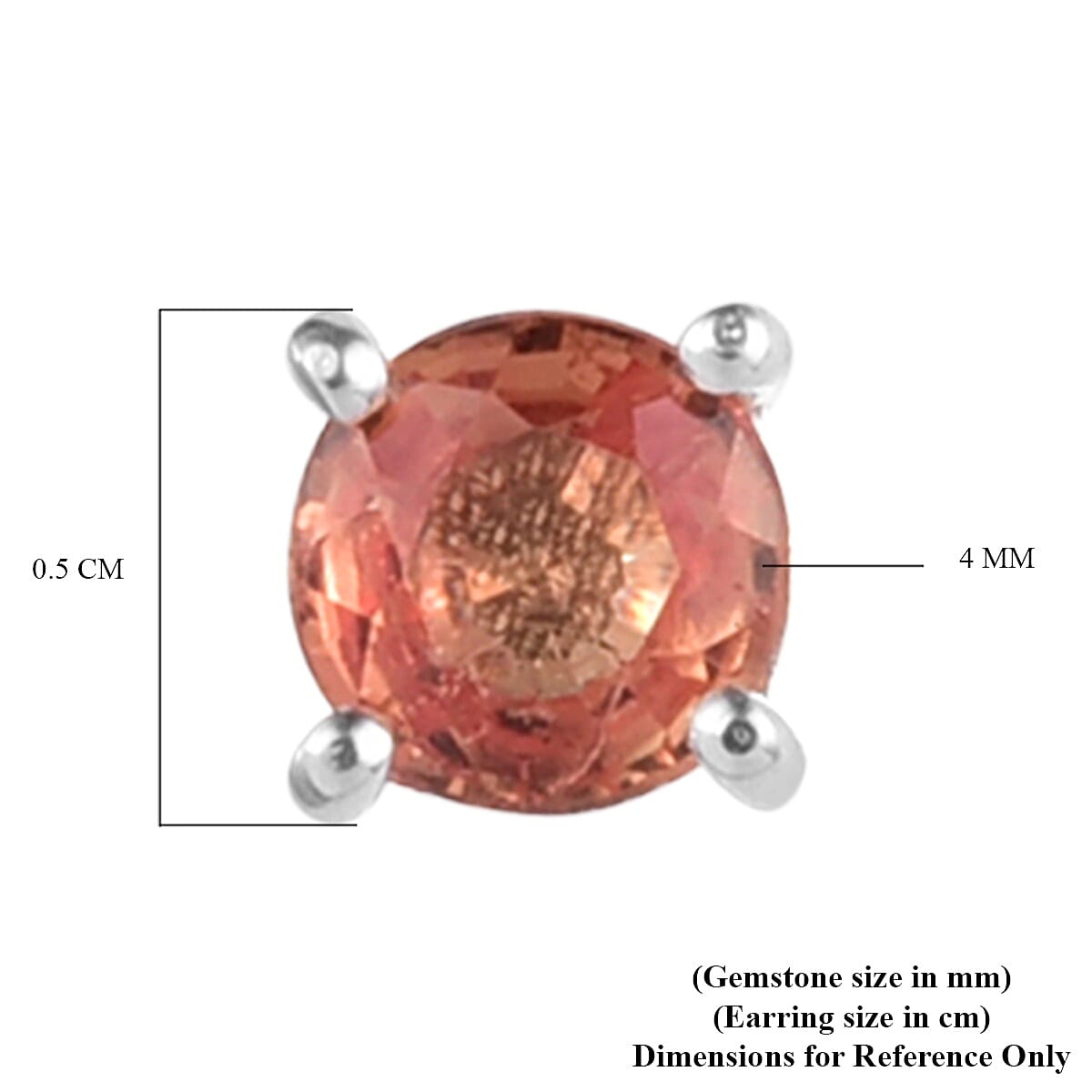 Orange Sapphire Stud Earrings (with Push Back) in Sterling Silver