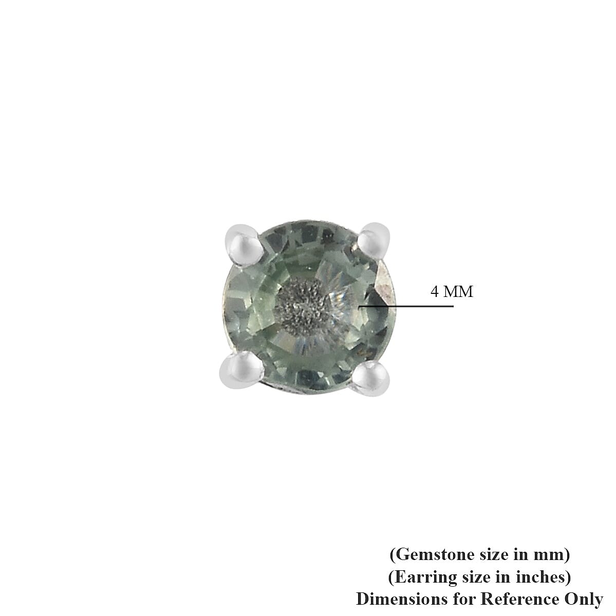 Green Sapphire Stud Earrings (with Push Back) in Sterling Silver