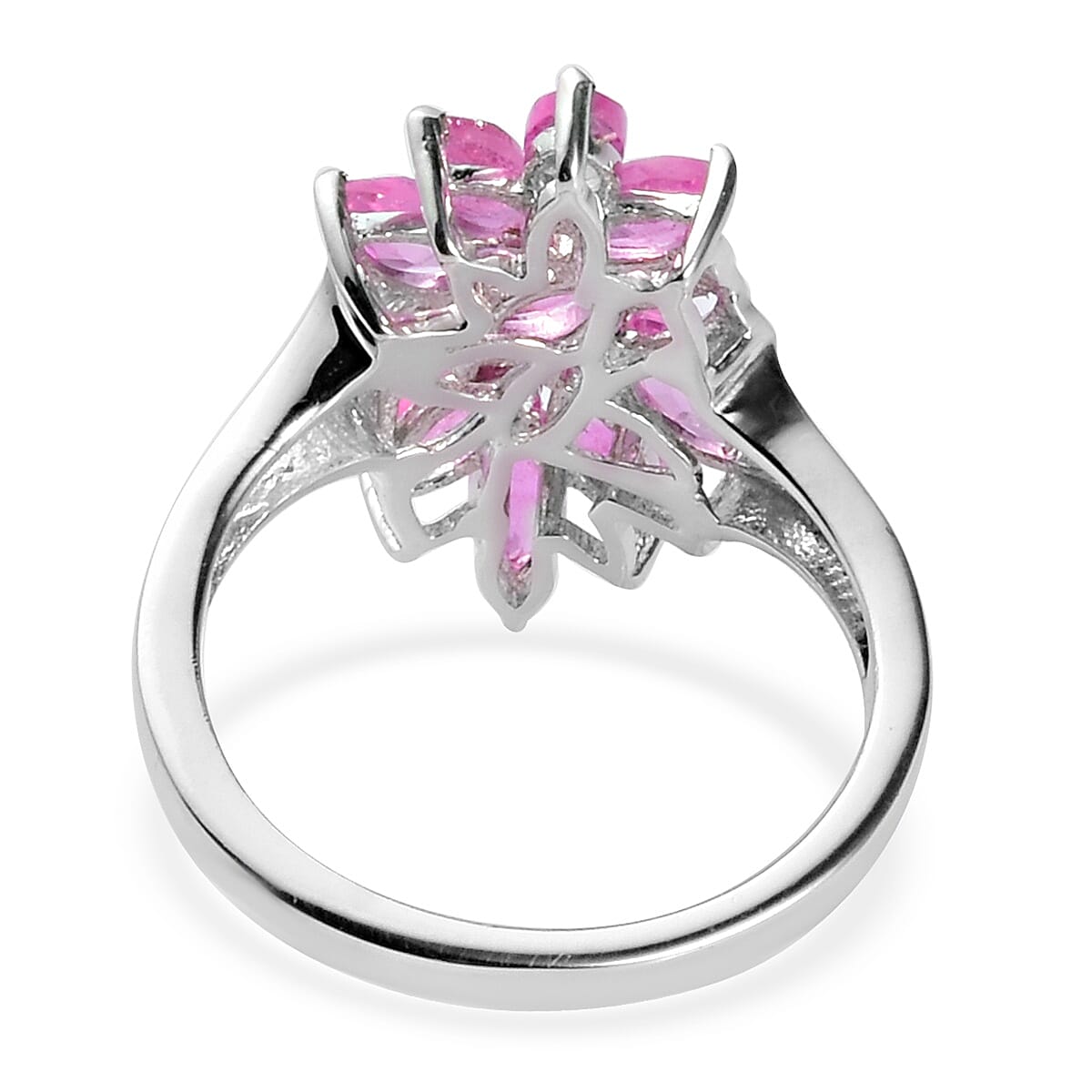 Hot Pink Sapphire Ring in Platinum Overlay Sterling Silver 2.00 Ct.
