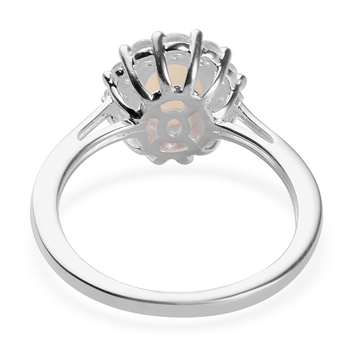 Natural Australian Opal (Ovl 7x5mm), Natural Cambodian Zircon Ring in Sterling Silver 1.00 Ct.