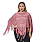 Spring Collection - Rose Pattern Hollow Out Poncho with Fringe Hem in Red (Free Size; Length 50Cm)