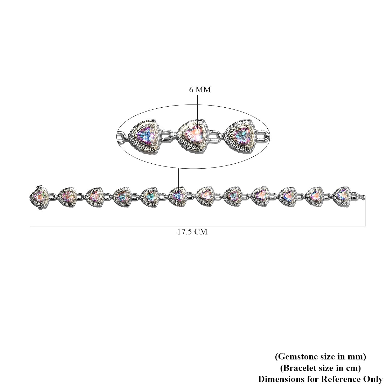 Mercury Mystic Topaz Bracelet (Size 7) in Platinum Overlay Sterling Silver 11.00 Ct, Silver wt. 17.20 Gms
