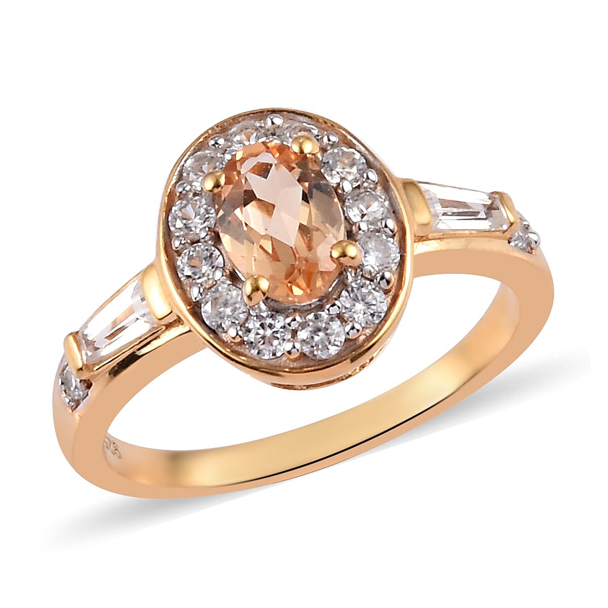 Golden Imperial Topaz and Natural Cambodian Zircon Ring in 14K Gold Overlay Sterling Silver 1.25 Ct.