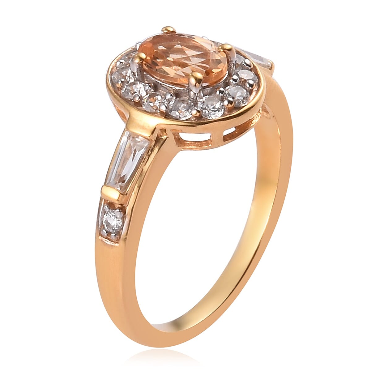Golden Imperial Topaz and Natural Cambodian Zircon Ring in 14K Gold Overlay Sterling Silver 1.25 Ct.