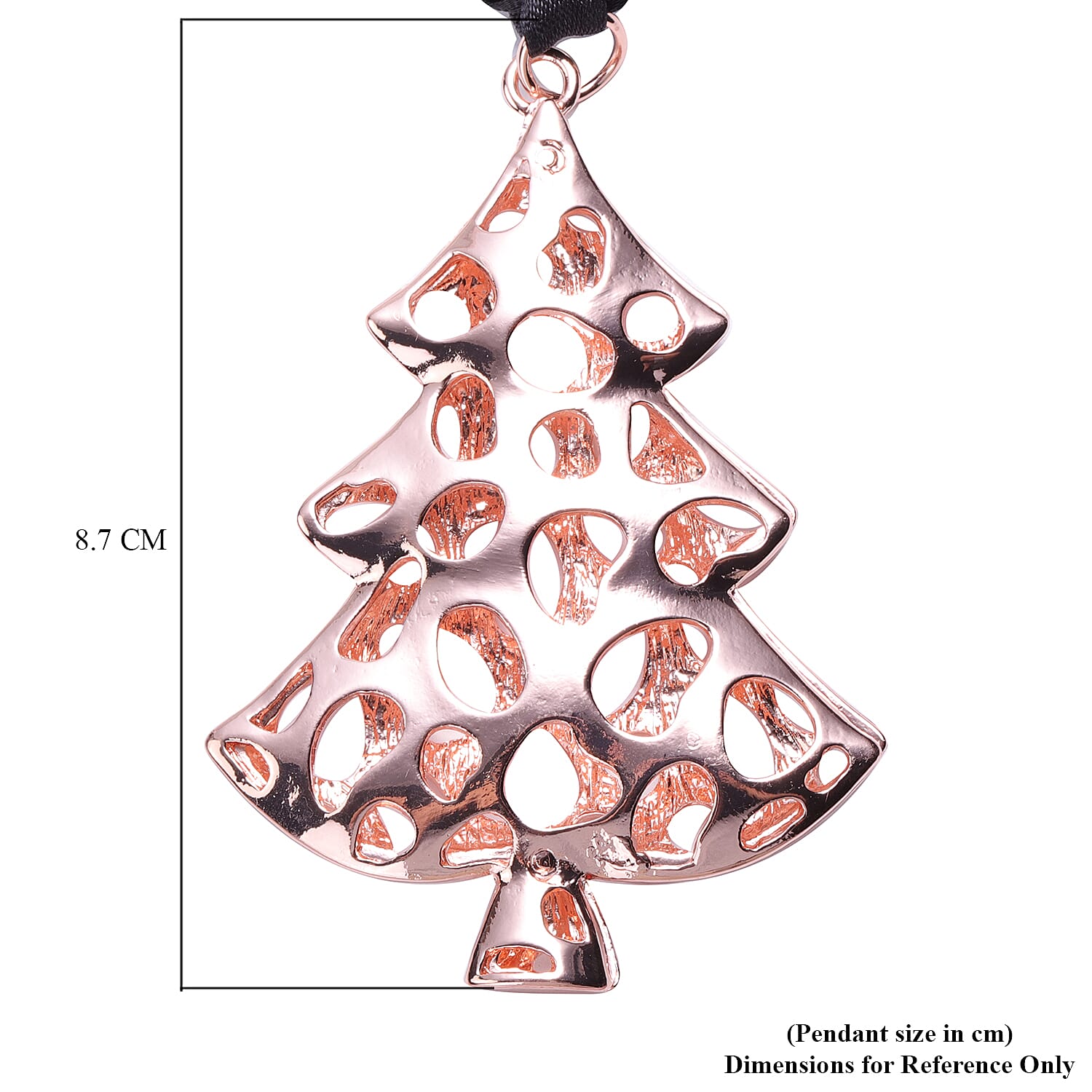 RACHEL GALLEY Latticework Christmas Tree Charm in Rose Gold Tone