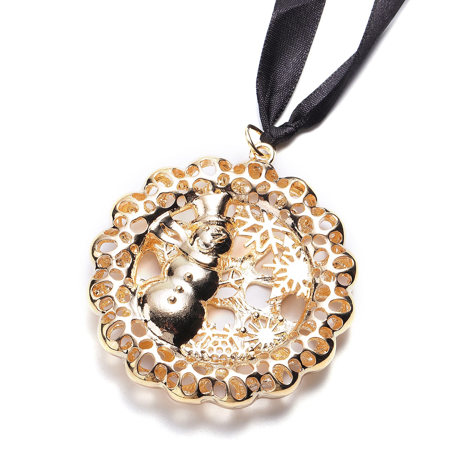 RACHEL GALLEY Simulated Pearl Snowman Baubles Charm in Yellow Gold Tone