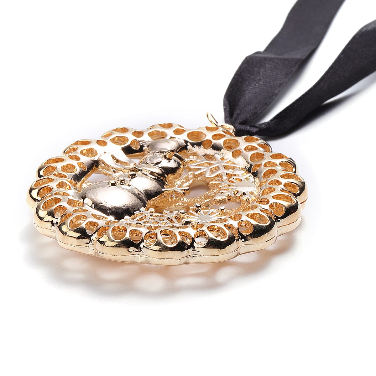 RACHEL GALLEY Simulated Pearl Snowman Baubles Charm in Yellow Gold Tone