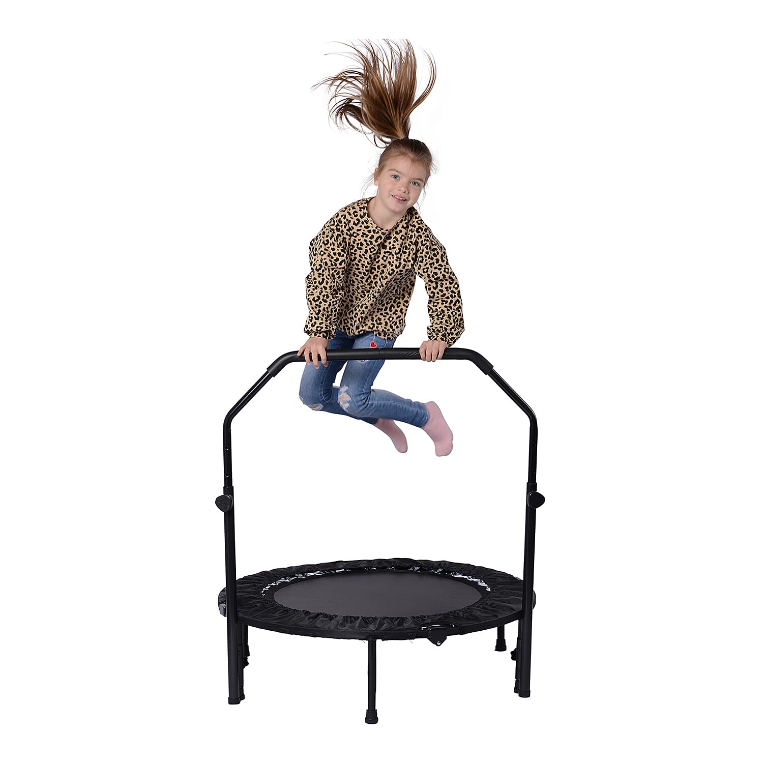 Foldable Trampoline (With Adjustable Handle Size) Maximum Weight Capacity 150kg- Black
