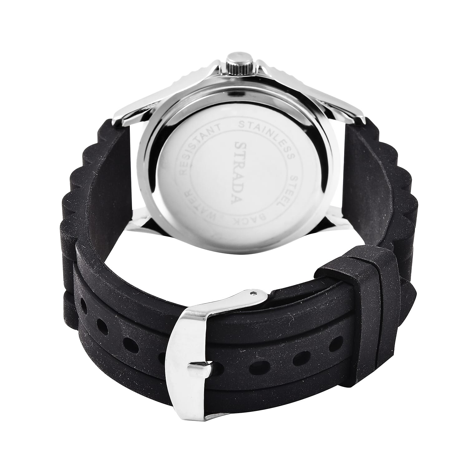 Set of 3 - STRADA Japanese Movement Watches - White, Black and Blue