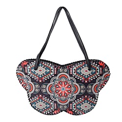 Butterfly-Shaped Water Resistant Tote Bag in Kaleidoscope Black Print