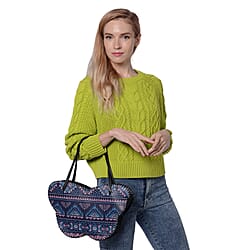 Butterfly-Shaped Water Resistant Tote Bag in Kaleidoscope Navy Print
