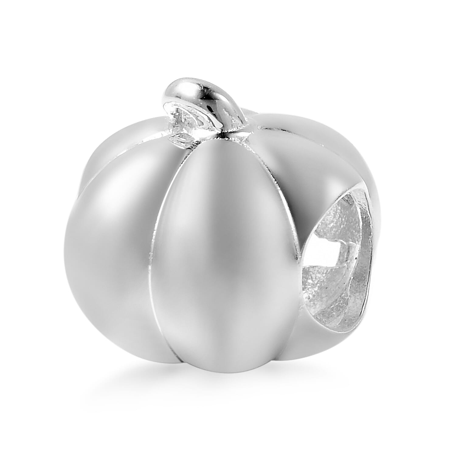 Charmes De Memoire - Rhodium Overlay Sterling Silver Heart-Eye Carved Pumpkin Charm