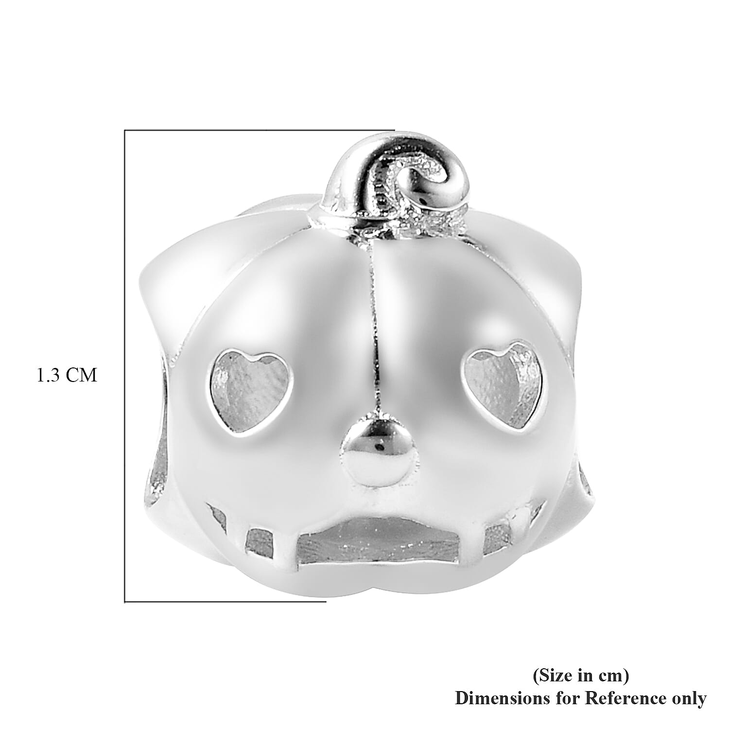 Charmes De Memoire - Rhodium Overlay Sterling Silver Heart-Eye Carved Pumpkin Charm