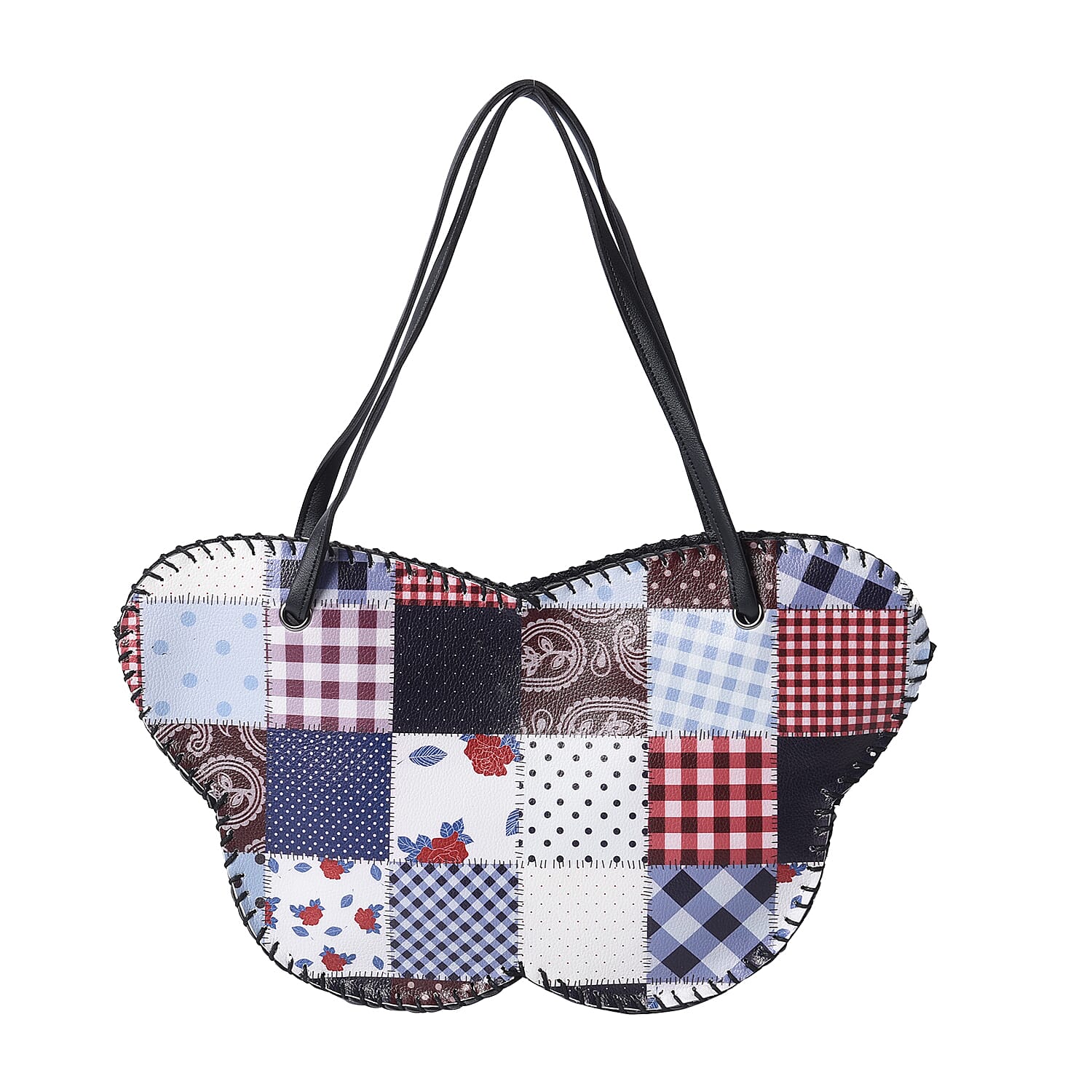 Butterfly-Shaped Water Resistant Tote Bag in Kaleidoscope Black Print