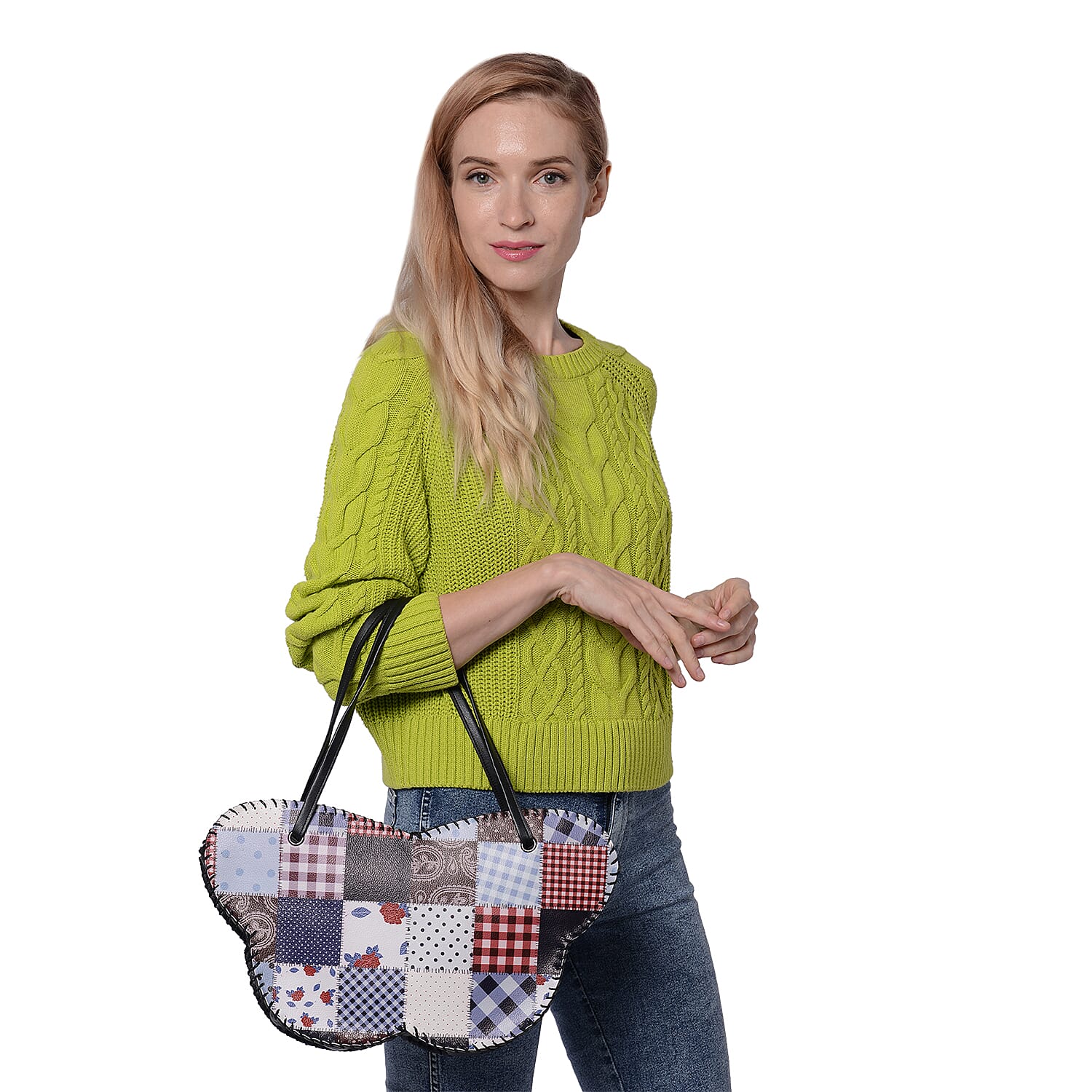 Butterfly-Shaped Water Resistant Tote Bag in Kaleidoscope Black Print