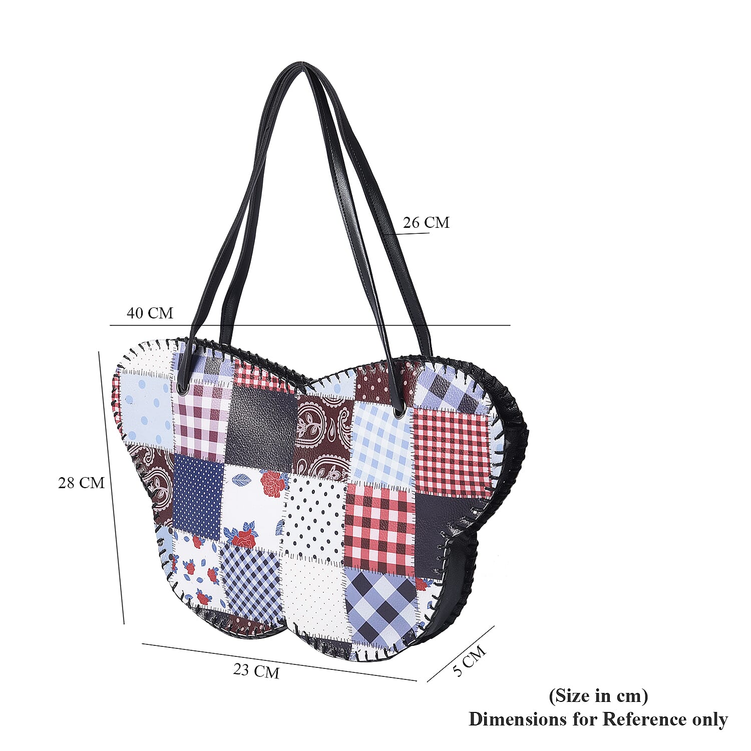 Butterfly-Shaped Water Resistant Tote Bag in Kaleidoscope Black Print