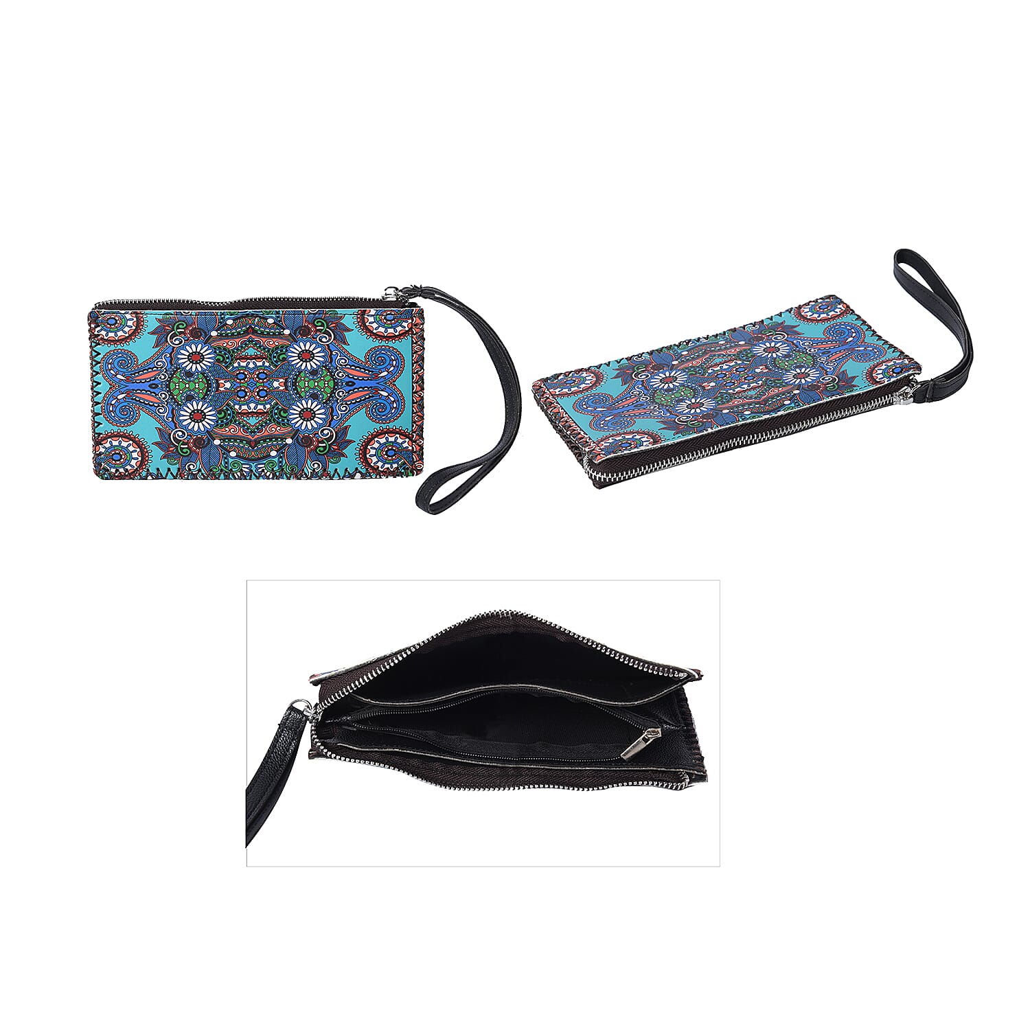 2 Piece Set - Totem Pattern Tote Bag (45x9x33cm) and Clutch Bag (20x10cm) - Multi Colour