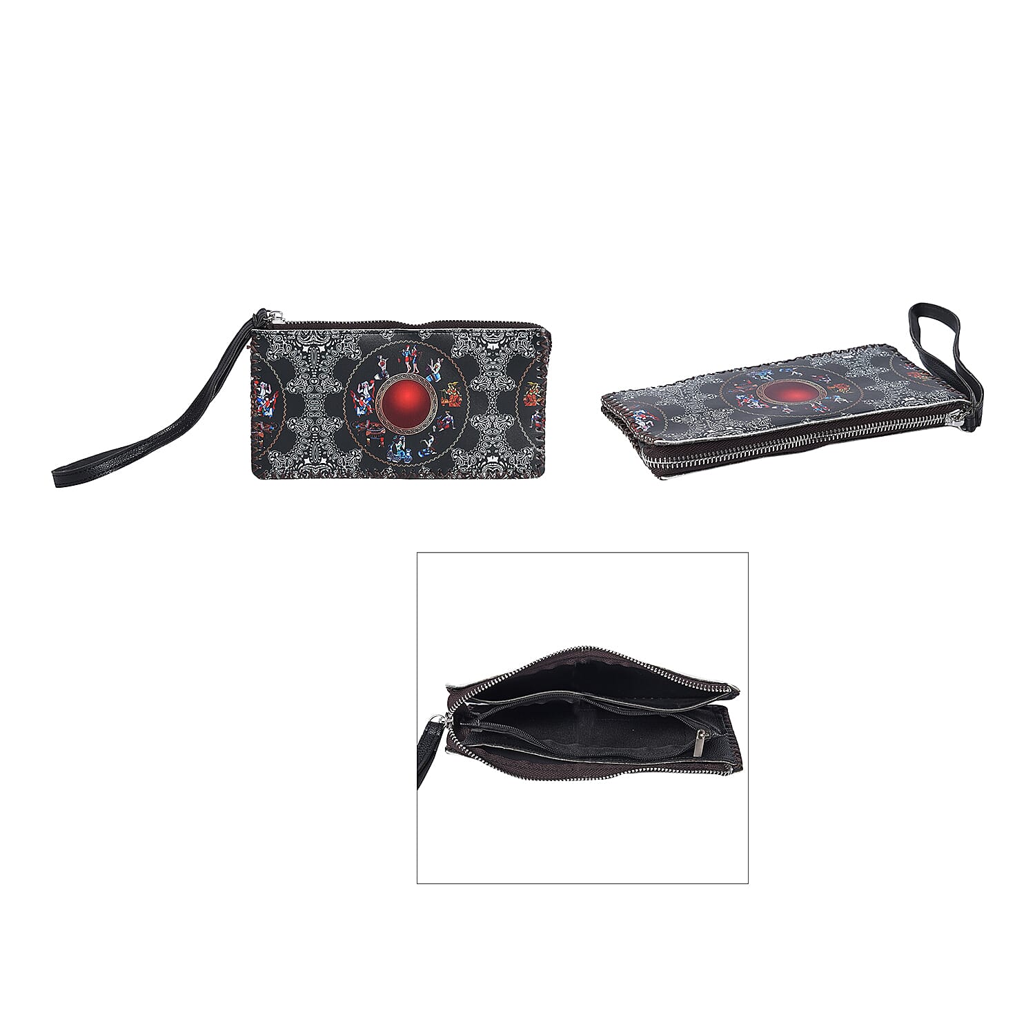 2 Piece Set - Ancient Pattern Tote Bag (45x9x33cm) and Clutch Bag (20x10cm) - Dark Green