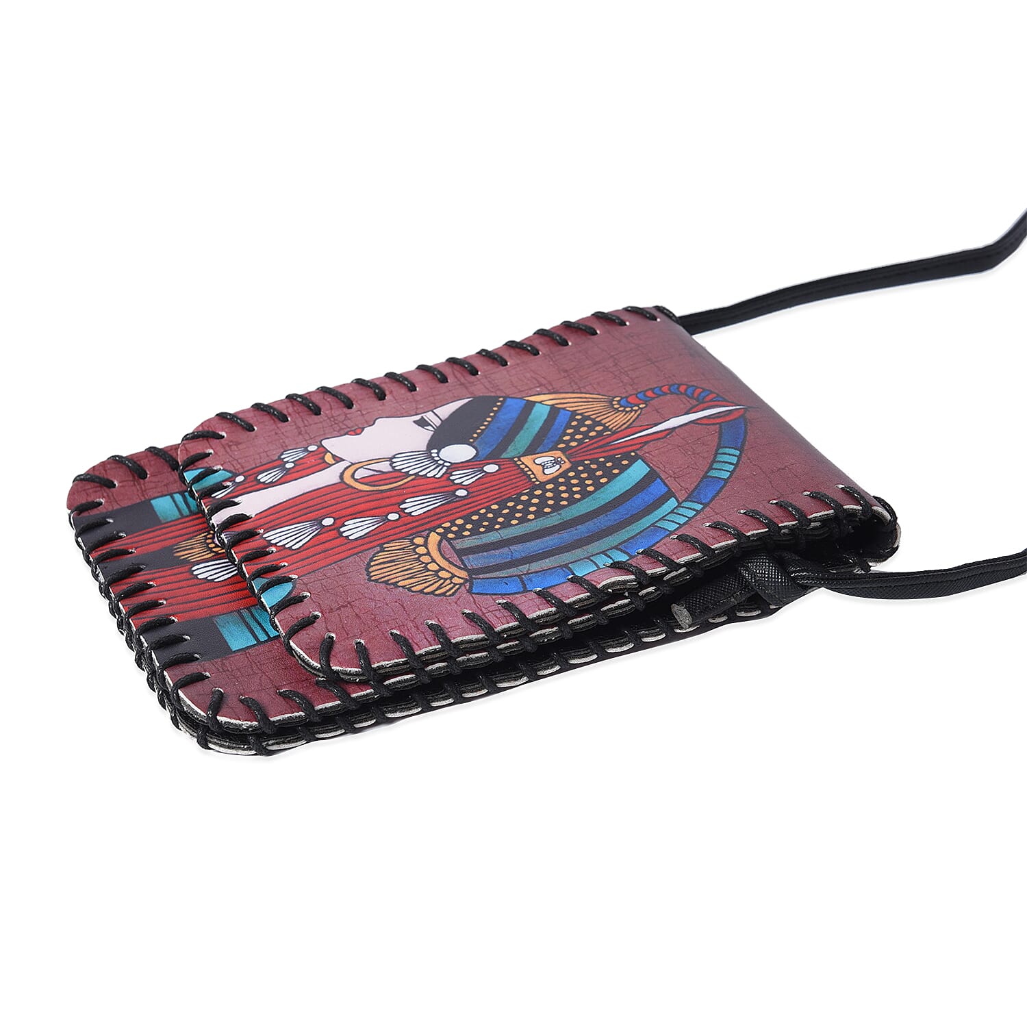 Water Resistant Woman Print Sling Bag with Button Closure (Size 12.5x18cm) - Red