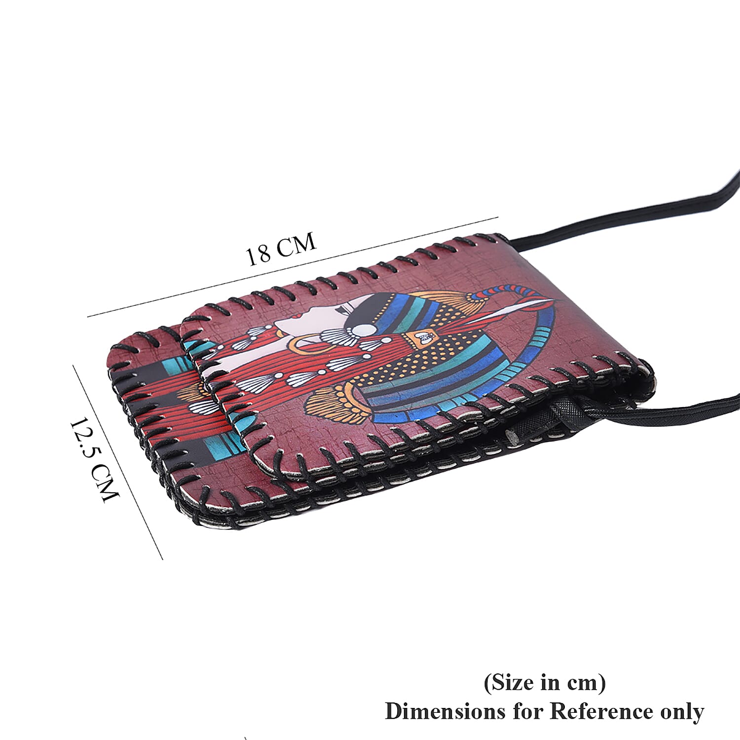 Water Resistant Woman Print Sling Bag with Button Closure (Size 12.5x18cm) - Red