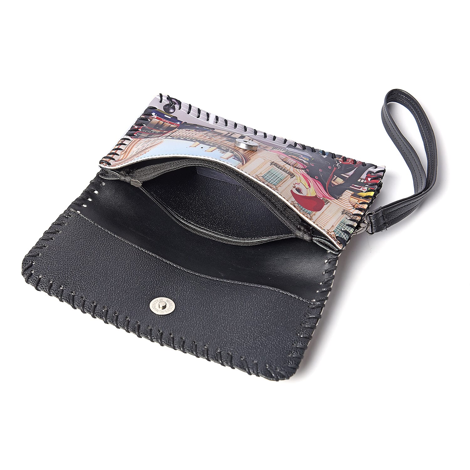 Urban Street Style Pattern Crossbody Bag with Adjustable Shoulder Strap and Clasp Button Closure (21x2x12cm) - Beige