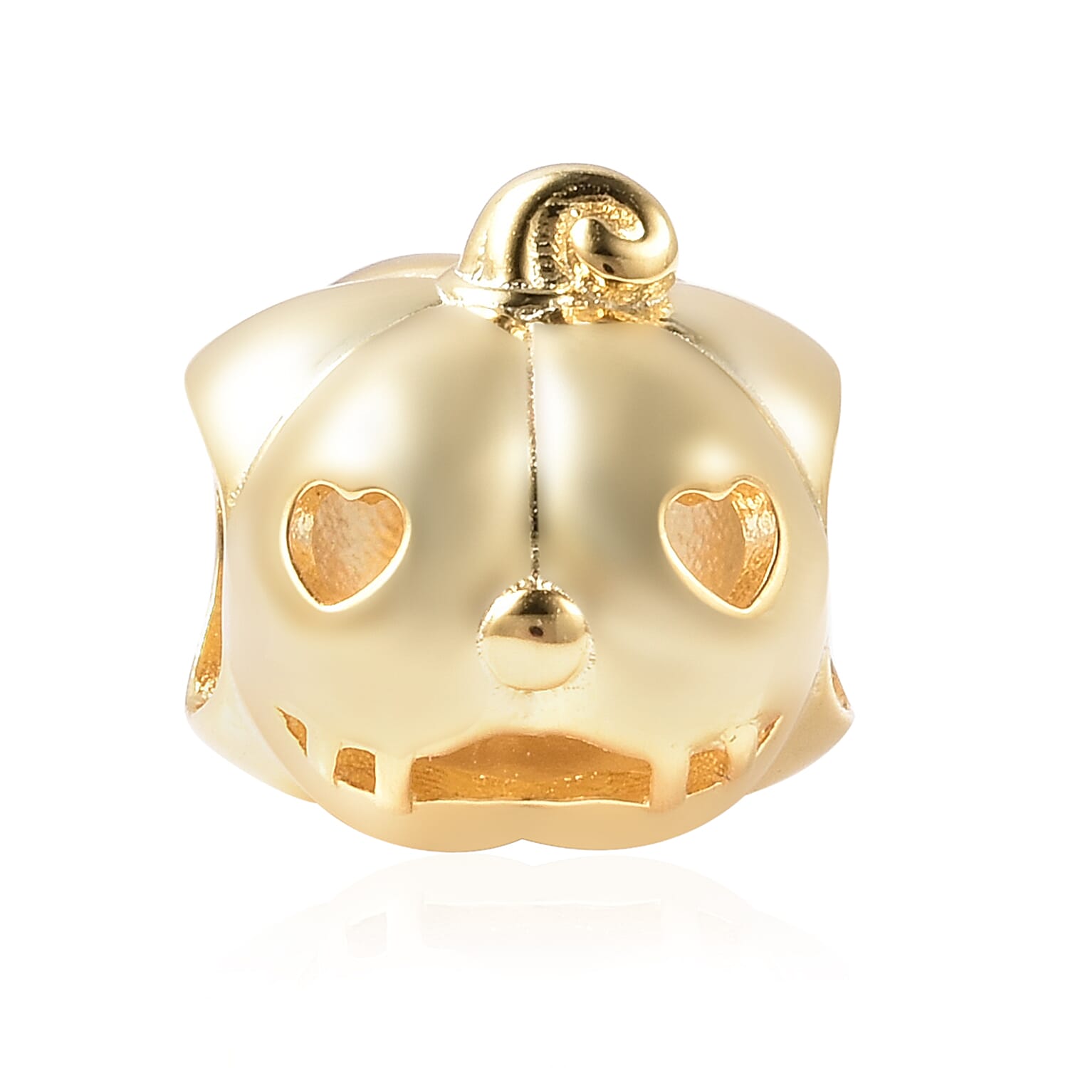 Charmes De Memoire Halloween Heart-Eye Carved Pumpkin Charm/Pendant in Gold Plated Sterling Silver