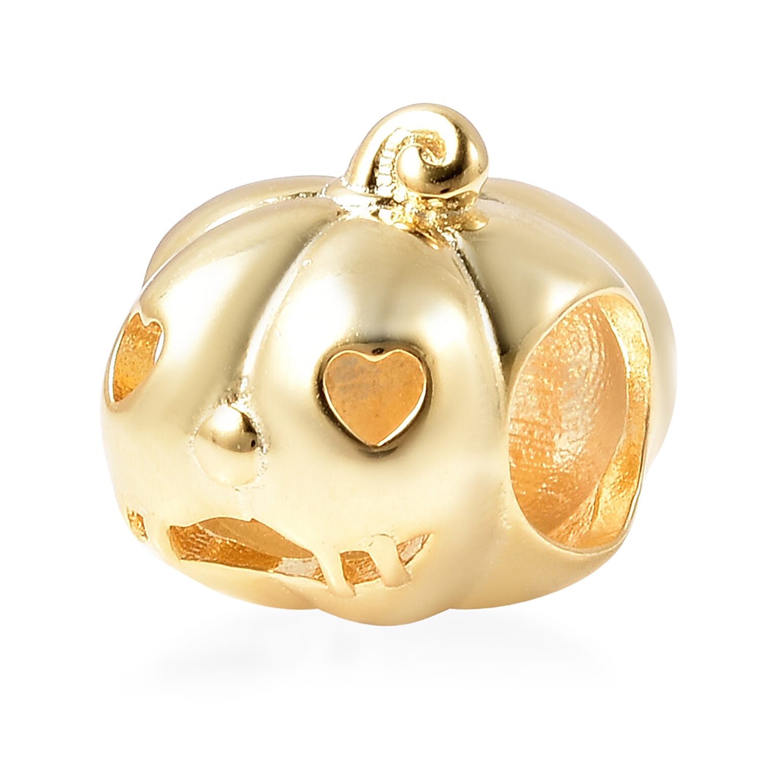 Charmes De Memoire Halloween Heart-Eye Carved Pumpkin Charm/Pendant in Gold Plated Sterling Silver