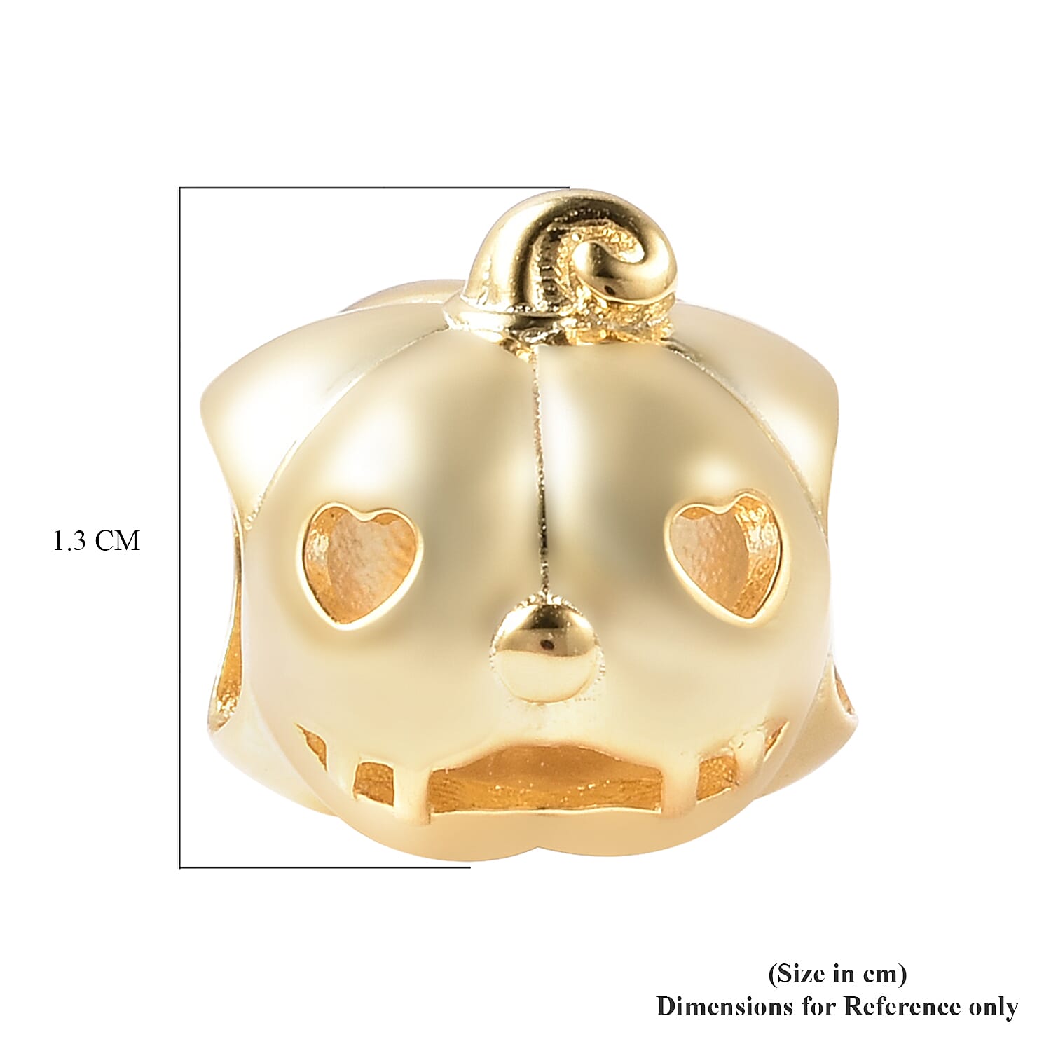 Charmes De Memoire Halloween Heart-Eye Carved Pumpkin Charm/Pendant in Gold Plated Sterling Silver